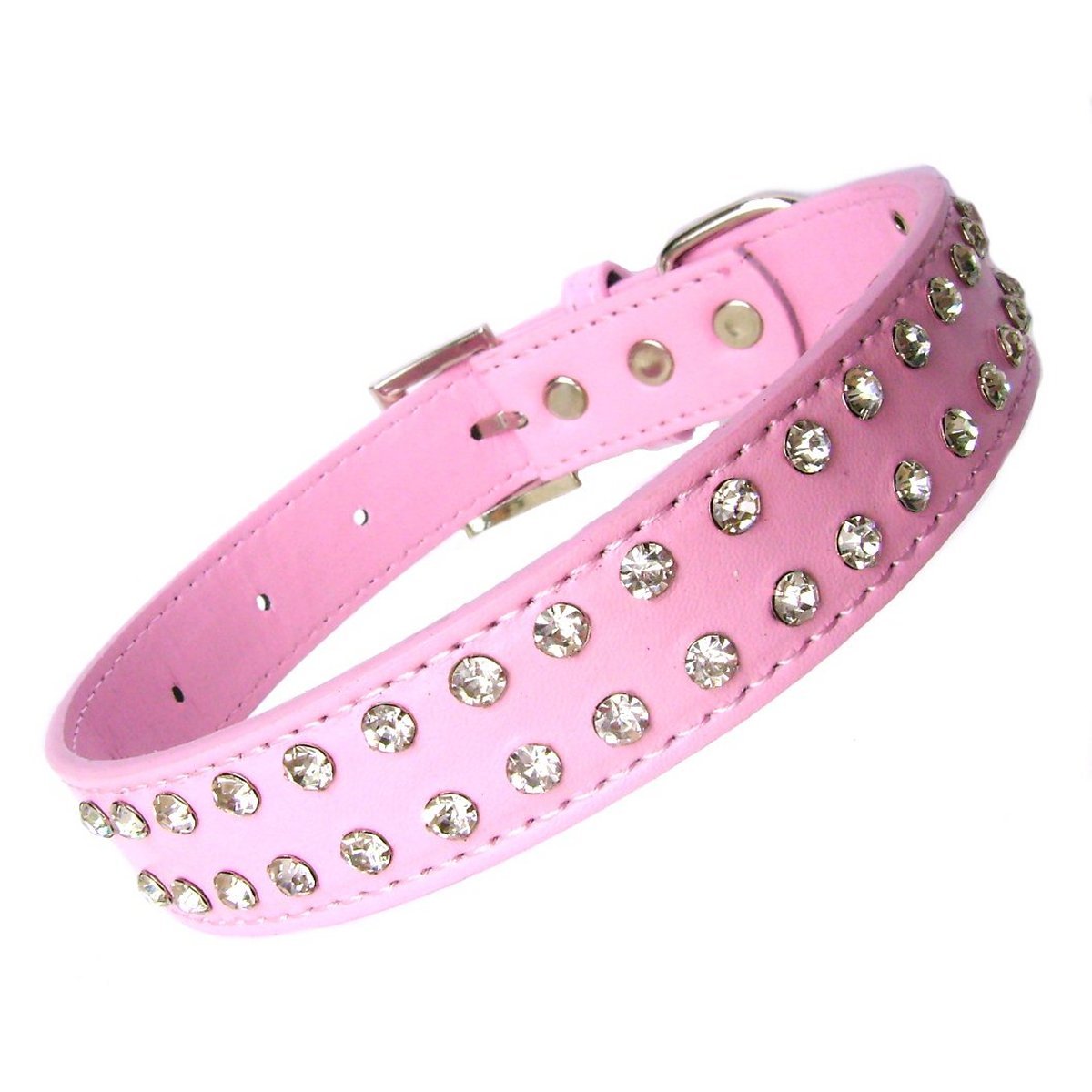 2-Row Dog Collars 10-20" - Pink-1